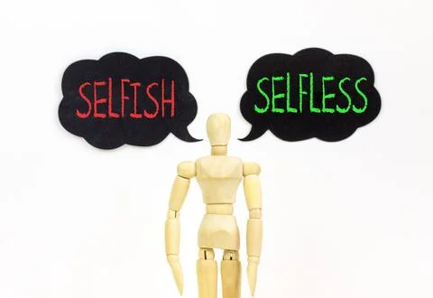 Selfless instead selfish words symbol. Concept words Selfless Selfish on sp.. Fotos de archivo