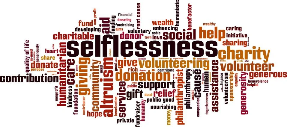 Selflessness word cloud Illustrazione stock