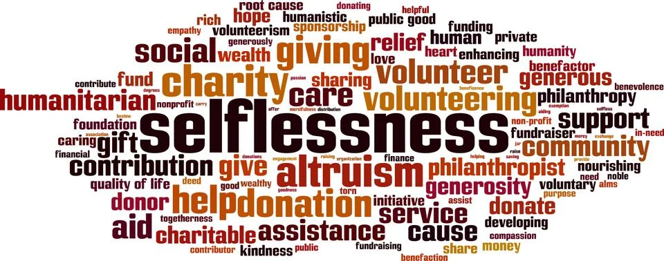 Selflessness word cloud Illustrazione stock