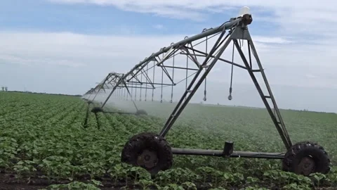 Self‑propelled irrigation system starts moving Stock Footage 336187150