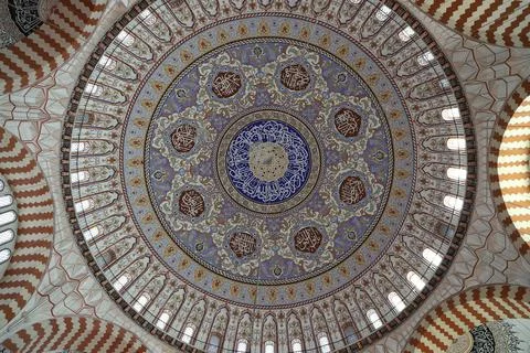 Selimiye mosque ceiling close up 스톡 사진