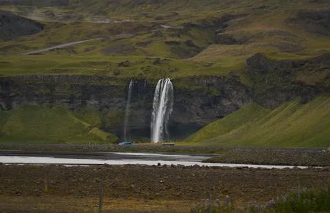 Seljalandsfoss from ringroad Stock Photos