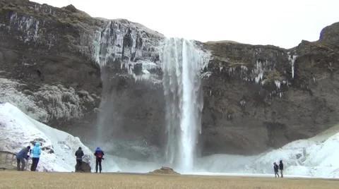 The Seljalandsfoss waterfall in Iceland Stock Footage 61166719