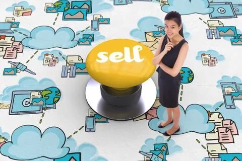 Sell against yellow push button Stock Illustration