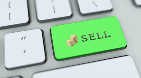 Sell button on computer keyboard. Key is pressed, click for HD Stock Footage 35649199