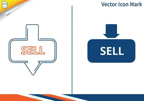 Sell button with down arrow for e-commerce and transaction concept. Stock Illustration