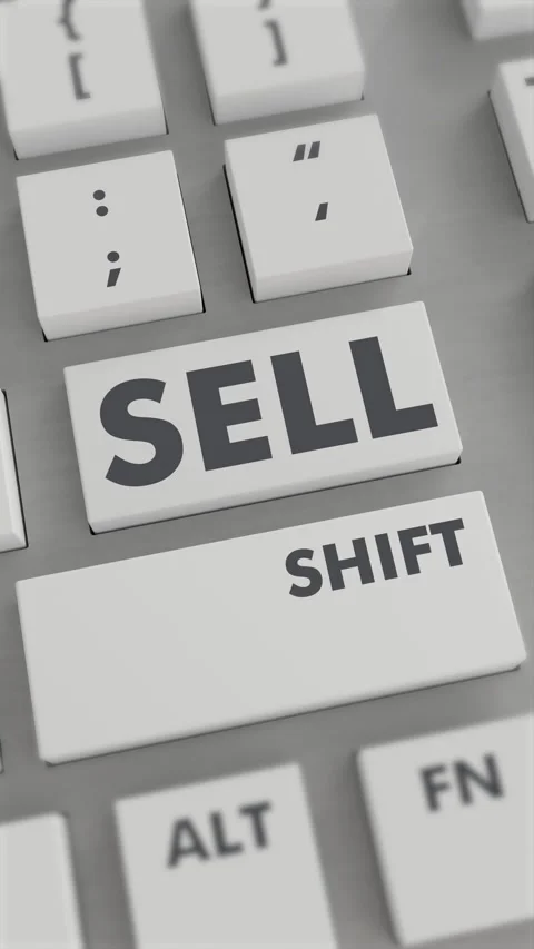 SELL BUTTON PRESSING ON KEYBOARD Vertical Video Stock Footage 302438255