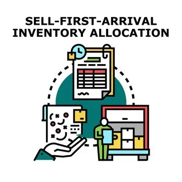 Sell first arrival inventory allocation concept Stock Illustration