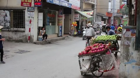 Sell fruit on the sidewalk Stock Footage 58625690