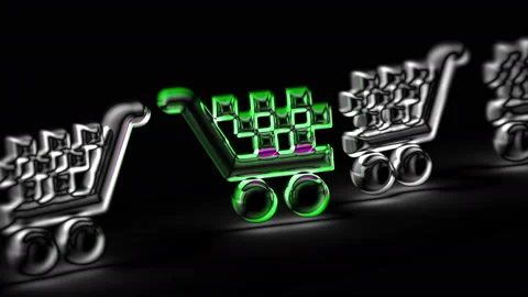 Sell icon in black background. Looping footage. 3D Illustration. Video stock 125317064