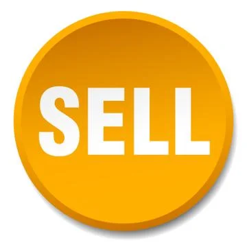Sell orange round flat isolated push button Stock Illustration