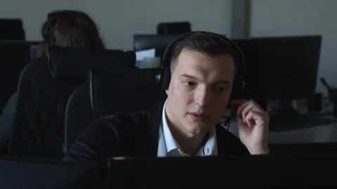 Sell Support Specialist Working In Call Center, Talk With Client, Sell Product. Stock-Footage 194410414