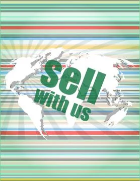 Sell with us word on digital screen Stock Illustration