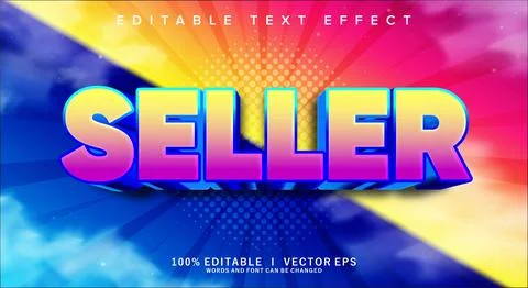 Seller 3d vector text effect with modern style design Stock Illustration