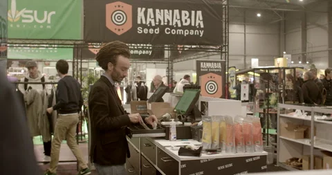 Seller finalizes transaction at cashbox, processing cash payment for purchase. Stock Footage 255912102