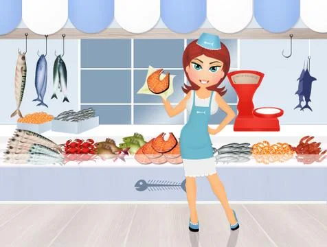 Seller fish Stock Illustration