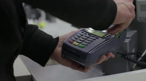 Seller Gaining PIN Code at the Terminal Stock Footage 60577965