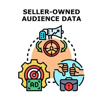 Seller owning audience data for targeted marketing strategy Stock Illustration