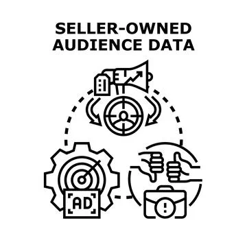 Seller owning audience data for targeted marketing strategy Illustrazione stock
