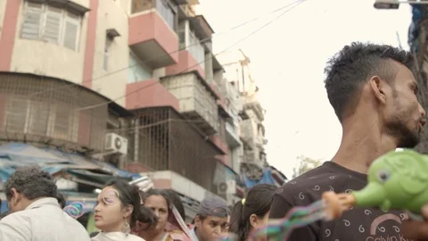 The seller of soap bubbles at the Indian bazaar Stock Footage 90966993