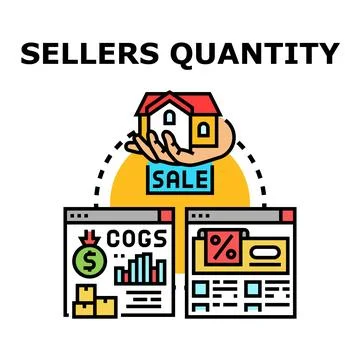 Sellers quantity affecting market prices and sales cost Stock Illustration