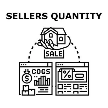 Sellers quantity affecting market prices and sales cost Stock Illustration