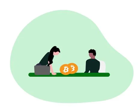 Selling bitcoin flat design Stock Illustration