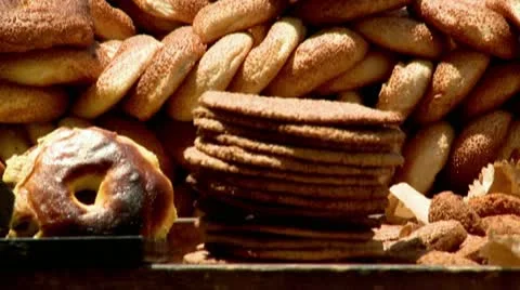 Selling Bread on the Street Stock Footage 18140154