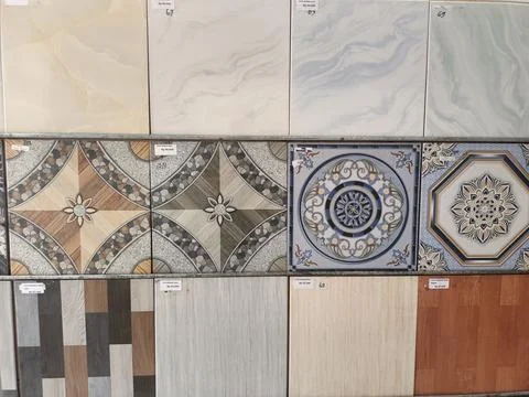 Selling ceramics with various attractive patterns and colors. Stock Photos