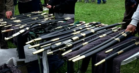 Selling Cossack sabers Stock Footage 66186244