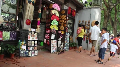 Selling handicrafts items in store Stock Footage 56085566