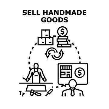 Selling handmade goods through small business marketplace Stock Illustration
