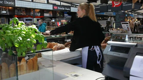 Selling high quality bread Stock Footage 36985350