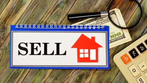 Selling a house is a widget to display text in Notepad planning situation. Stock Photos