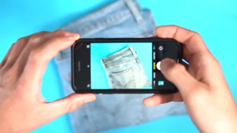 Selling second hand jeans Stock Footage 248532248
