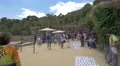 Selling souvenirs near the outdoor restaurant of Park Guell, Barcelona 4k or 4k+ Resolution