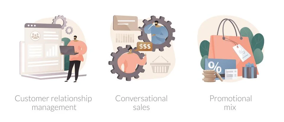 Selling strategy abstract concept vector illustrations. Stock Illustration