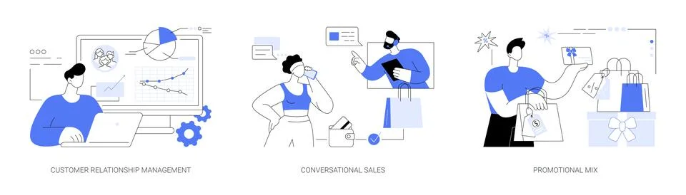 Selling strategy abstract concept vector illustrations. Stock Illustration