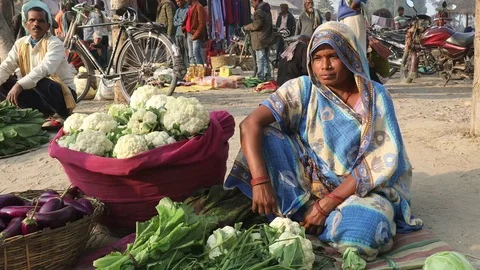 Selling Vegetables in Nepal Stock Footage 73405228