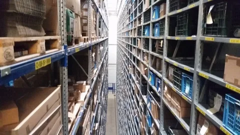 Selving in a Storage - motion camera Stock Footage 125051317