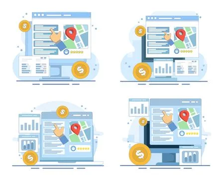 SEM advertising set, PPC campaigns, digital promotion, paid search marketing. Stock Illustration