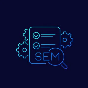 SEM icon, search engine marketing concept, linear Stock Illustration