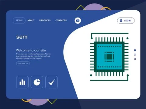 Sem Landing page website template design Free Stock Illustration