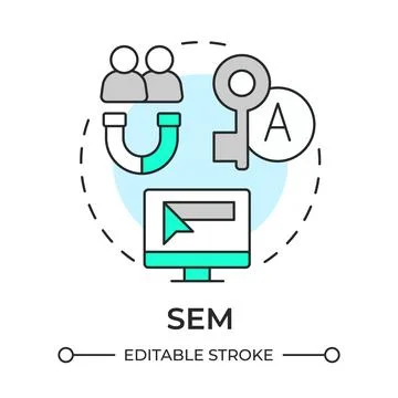SEM multi color concept icon Stock Illustration