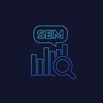 SEM, search engine marketing icon, linear Stock Illustration