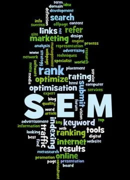 SEM, search engine marketing optimization word cloud concept Stock Illustration