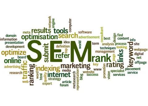SEM, search engine marketing optimization word cloud concept Stockillustratie
