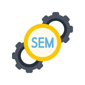 Sem search engine marketing optimization gears icon Stock Illustration