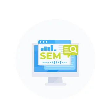 SEM (search engine marketing) vector illustration Stock Illustration