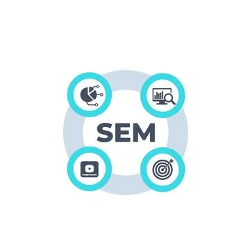 SEM, search engine marketing vector infographics on white イラスト素材